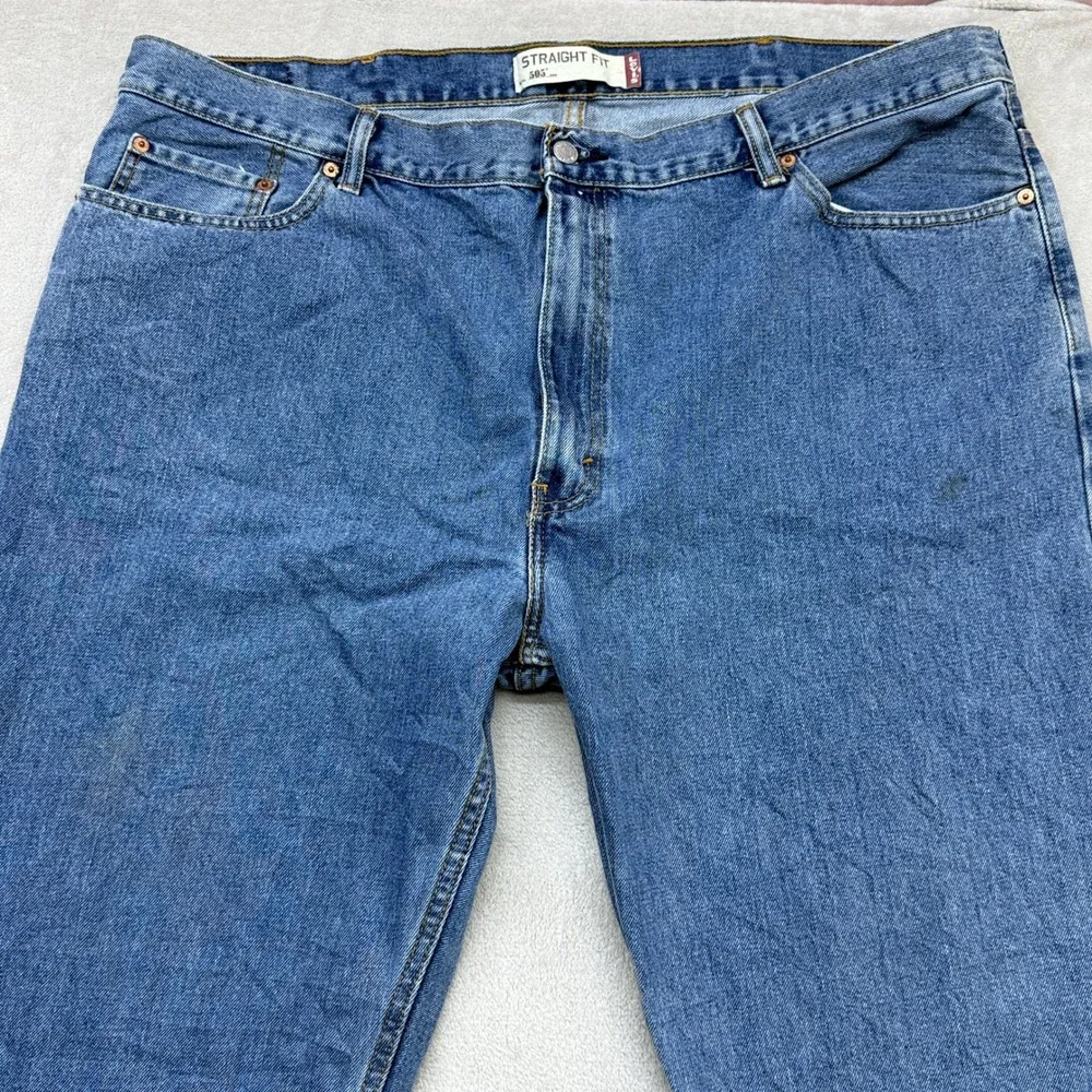 Levi's 505 Straight Fit Jeans Mens 46x34 Blue Medium Wash Denim Classic Casual